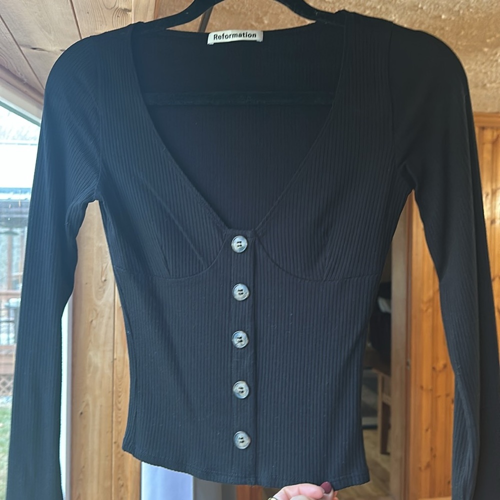 Reformation black long sleeve top